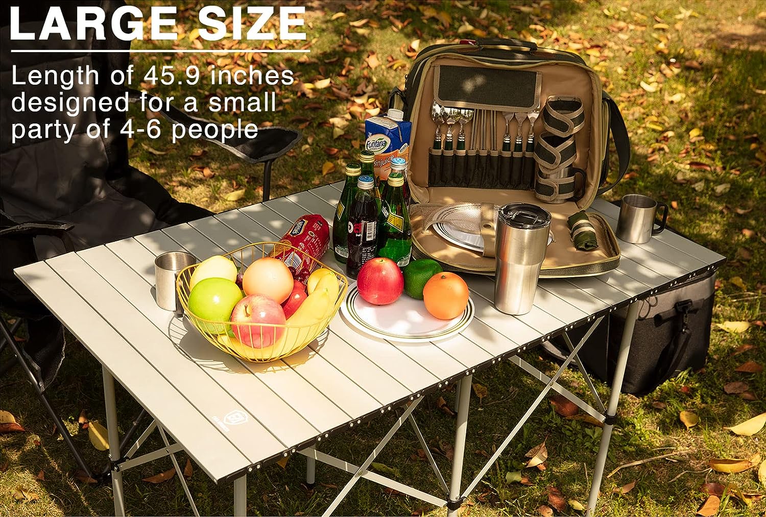 Camping Table Fold up Lightweight 46 Person Portable Roll up Aluminum